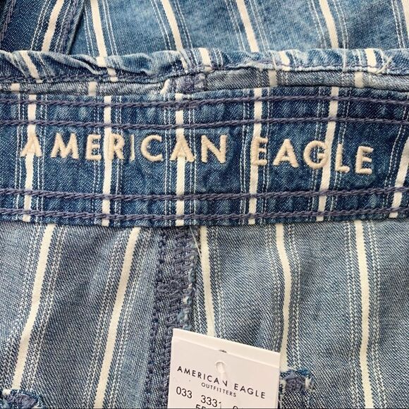 American Eagle NWT Size 4 Blue Super High-Waisted Striped Paperbag Short - Picture 10 of 14